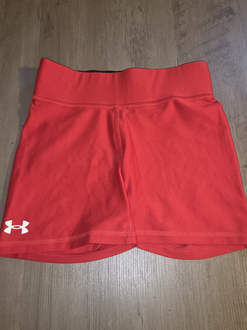 Under Armour Women’s Red Athletic Compression Shorts with Logo